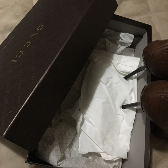 Brown Light Guccissima Leather Peep-toe Pumps - Picture 3 of 6